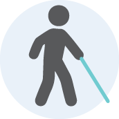 Person walking with a cane